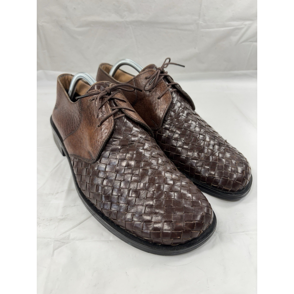 Barracuda Italy Luxury basket Weave WOVEN LEATHER oxfords Size 9 M